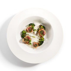 Tuna in crispy breading top view