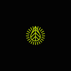 Vector abstract emblem - outline monogram - leaf symbol - concept for organic shop - logo design template