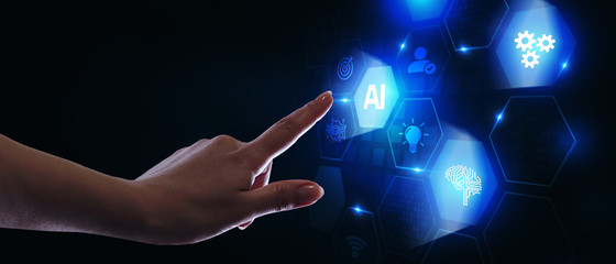 AI Learning and Artificial Intelligence Concept. Business, modern technology, internet and networking concept.