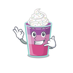 Cartoon design of cocktail jelly with call me funny gesture