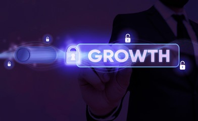 Conceptual hand writing showing Growth. Concept meaning process of increasing in size or juice...