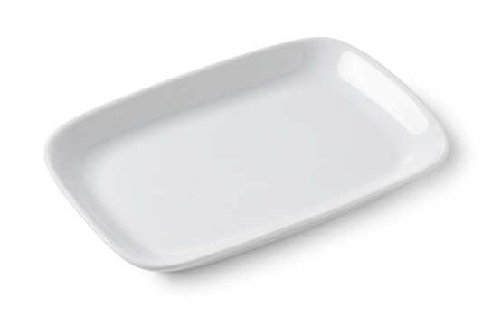 White plate placed on a white background