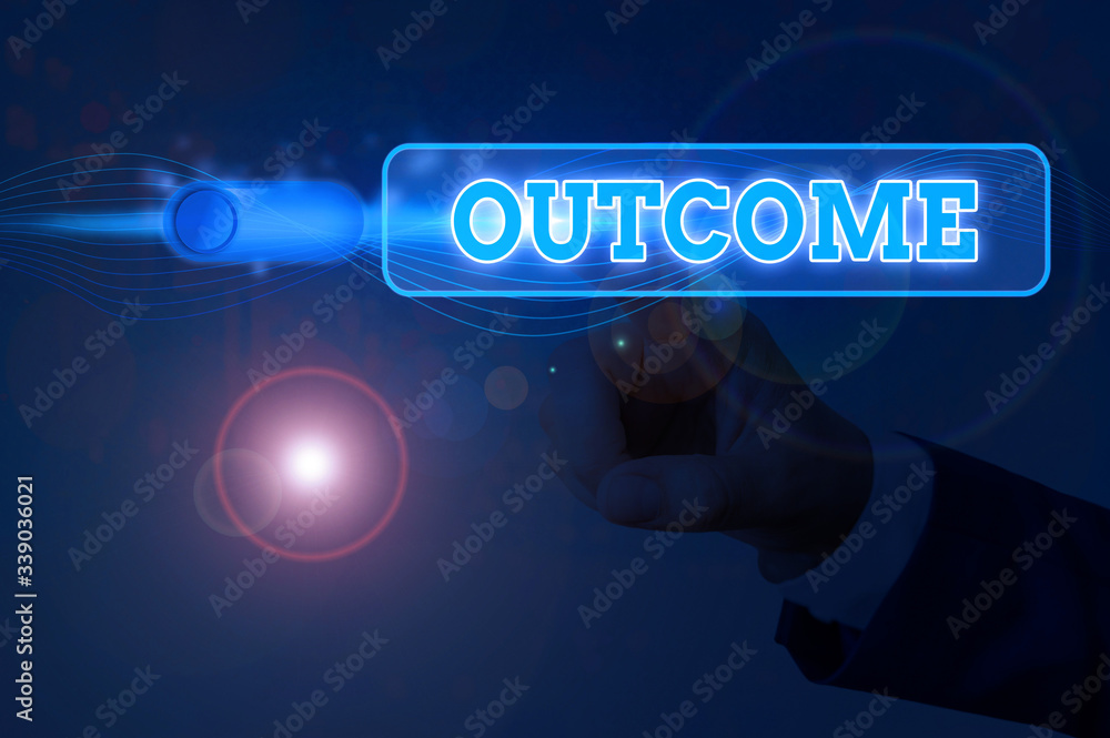 Poster handwriting text outcome. conceptual photo the final result of something or how the way things end u