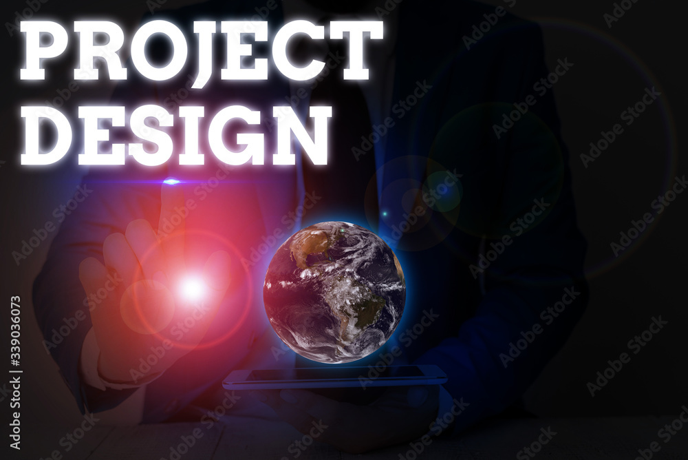 Aufkleber writing note showing project design. business concept for process of creating or improving a product