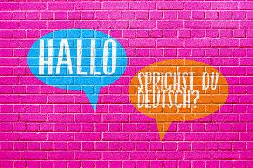 Eine Wand, Sprachschule und Frage Sprechen Sie Deutsch