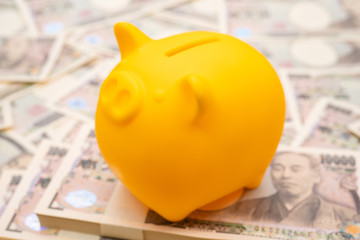 貯金箱と札束