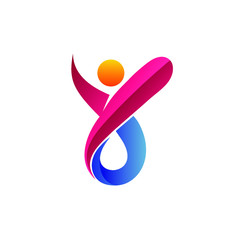 Letter y with people shape logo design