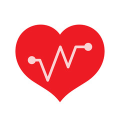 red hearts shape with beat pulse line isolated on white, heart wave icon flat, clip art heartbeat of medical apps and websites, shaped heart and beat pulse cardiography sign, cardiology medical symbol