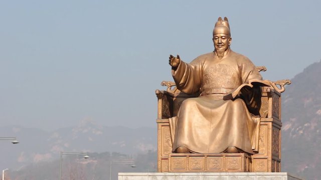 The statue of King Sejong in Gwanghwamun Square in Seoul, South Korea.