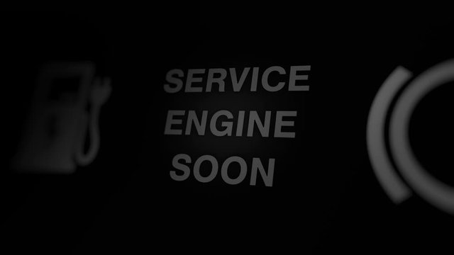 "Service Engine Soon" Warning Light Blinking on Car Dashboard. 
