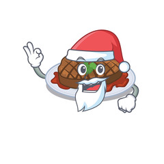 Grilled steak Santa cartoon character with cute ok finger