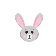 Bunny rabbit vector graphic. Cute animal in a flat style. cartoon children character. portrait, face, face, icon, card, design element single poster