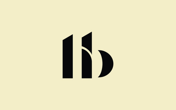 hb or bh and h or b lowercase Letter Initial Logo Design, Vector Template