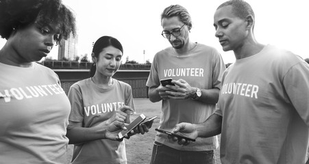 Volunteers posting on social media