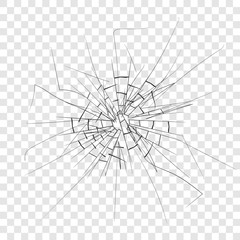Broken glass, cracks on glass, high resolution. Vector