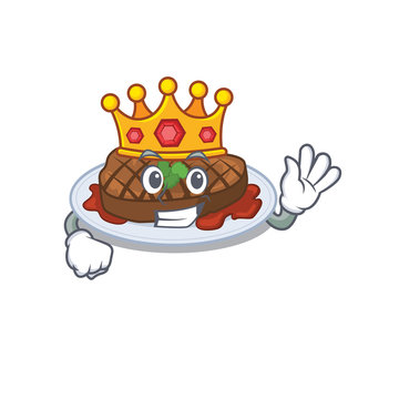 A Wise King of grilled steak mascot design style