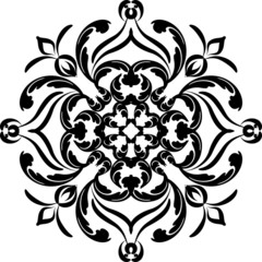 black and white floral ornament