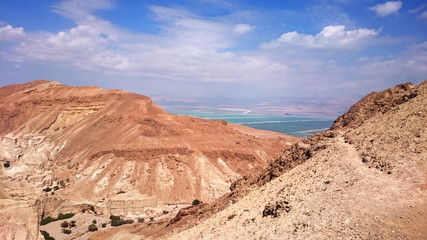 Dead Sea View behind the desert