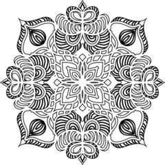 Simple Mandalas for coloring book.Vector Beautiful Mandala.vector illustration.Black color mandala on white isolated background.Decorative hand drawn mandala.