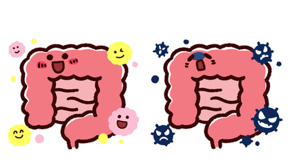 かわいい大腸、小腸　腸内環境　表情セット