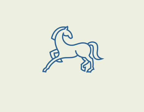 Abstract creative linear geometric horse logo for your company