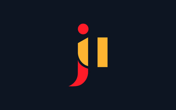 ju or uj and j or u lowercase Letter Initial Logo Design, Vector Template