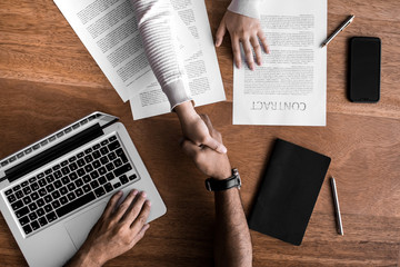 close up of business people working together in office