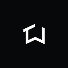 Minimal elegant monogram art logo. Outstanding professional trendy awesome artistic TW WT initial based Alphabet icon logo. Premium Business logo White color on black background