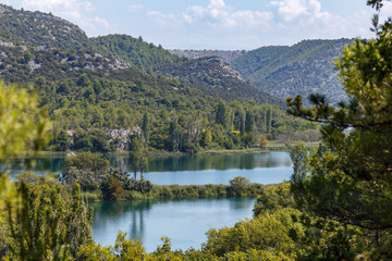 Fototapeta na wymiar Krka National nature park with lakes and waterfalls, Croatia