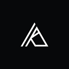 Minimal elegant monogram art logo. Outstanding professional trendy awesome artistic  AK KA initial based Alphabet icon logo. Premium Business logo White color on black background