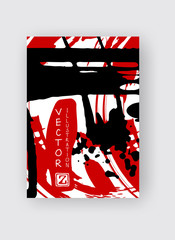 Naklejka premium Black and red ink brush stroke on white background.
