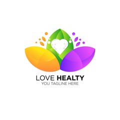 Love Healthy leaf colorful gradient logo vector design, icon, element, and template for company