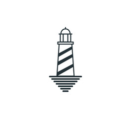 simple outline style lighthouse vector logo design
