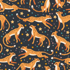 Cheetah and leopards pattern. A vector seamless