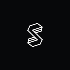 Minimal elegant monogram art logo. Outstanding professional trendy awesome artistic 3D S SS initial based Alphabet icon logo. Premium Business logo White color on black background