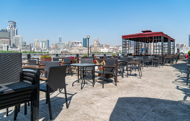 Shanghai Bund outdoor bar coffee bar..