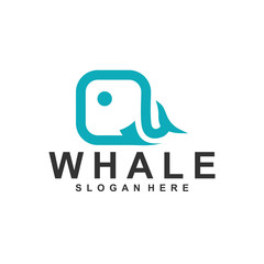 Simple whale logo template design in linear style © t a k a h i r o