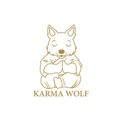 Balancing and meditation, vector logo of a Buddhist monk yoga