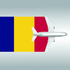 Plane and flag of Chad. Travel concept for design
