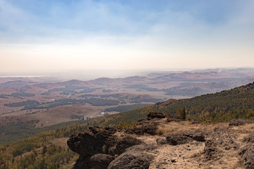 South Ural mountains in the vicinity of Bannoe lake. Metallurgist-magnitogorsk ski resort, republic Bashkortostan, Russia