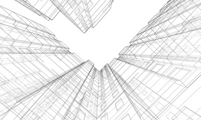 Vector wire-frame model of a multi-storey building