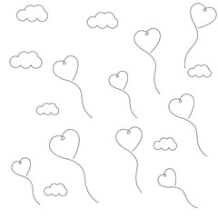 Hearts in sky background. Love design vector illustration