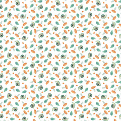Pattern with mushroom and snails. Sweet pattern.