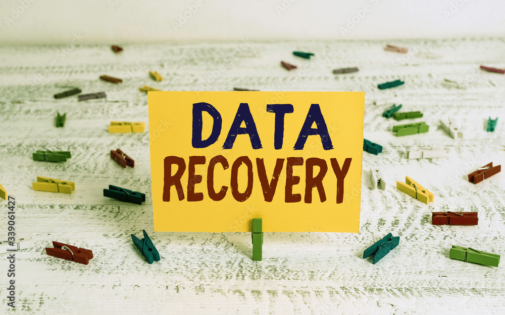 Poster conceptual hand writing showing data recovery. concept meaning process of salvaging inaccessible los