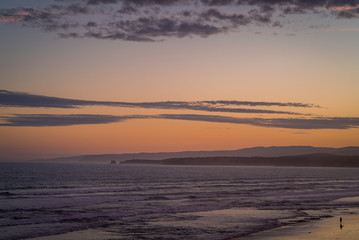 Sunset overlooking Anglesea surf beach on the coast of great ocean road in Victoria, Australia