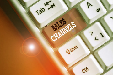 Word writing text Sales Channels. Business photo showcasing involves a business selling directly to...