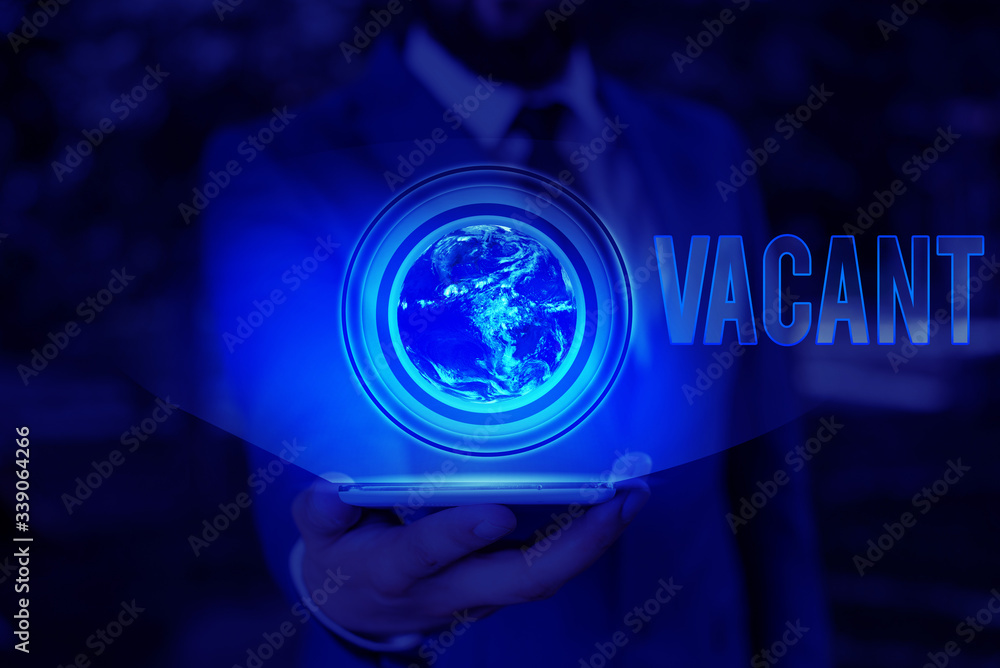 Poster conceptual hand writing showing vacant. concept meaning lacking contents which could or should be pr