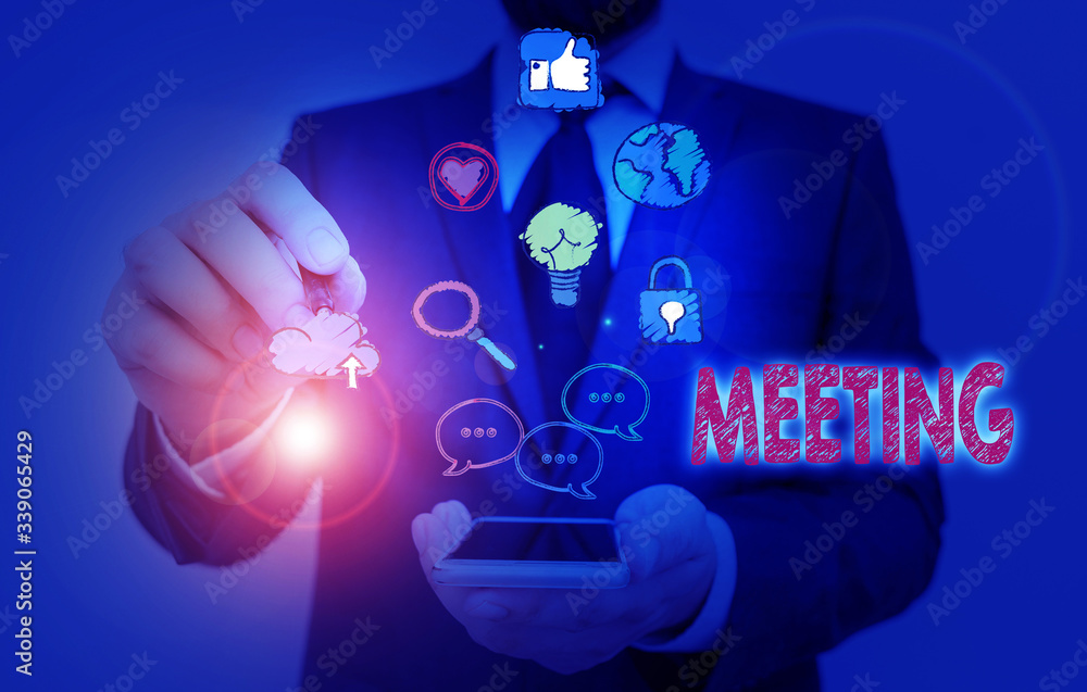 Poster handwriting text writing meeting. conceptual photo assembly of showing for a particular purpose or f