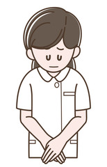 おわびをする看護師の女性