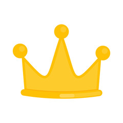 Crown flat yellow icon isolated on white background.